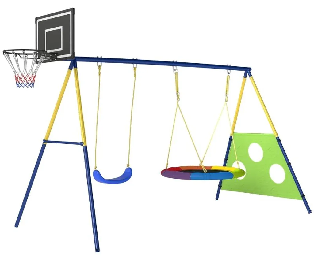 Aire de jeux extérieure complète avec cage de foot et basket 150 kg