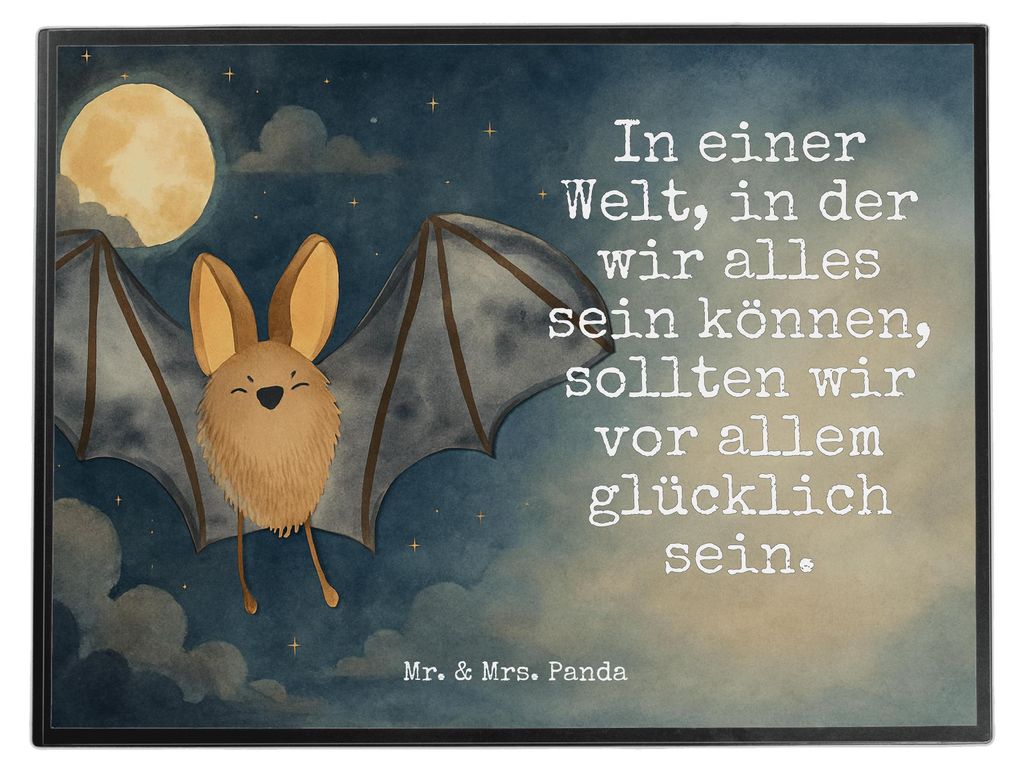 Mr. & Mrs. Panda schreibtischunterlage Fledermaus Flügel Design - Weiß - Geschenk, Lustige Sprüche, tischschutz, schreibtischmatte, bastelunterl...