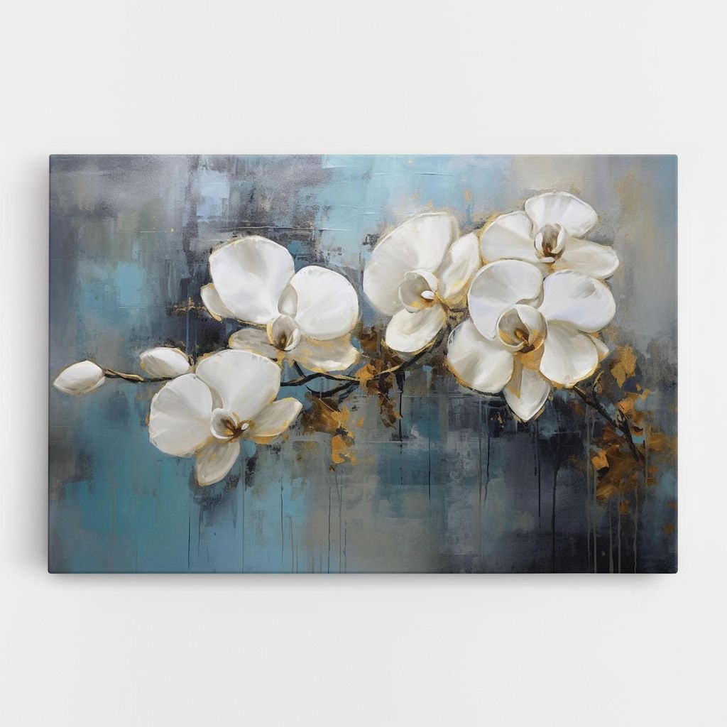 ARTHUB Leinwandbild 50x70 cm, White Orchids Painting | Wohnzimmerdekoration, Hängende Bilder, Wanddekoration, Heimdekoration, Moderne, Maltextur