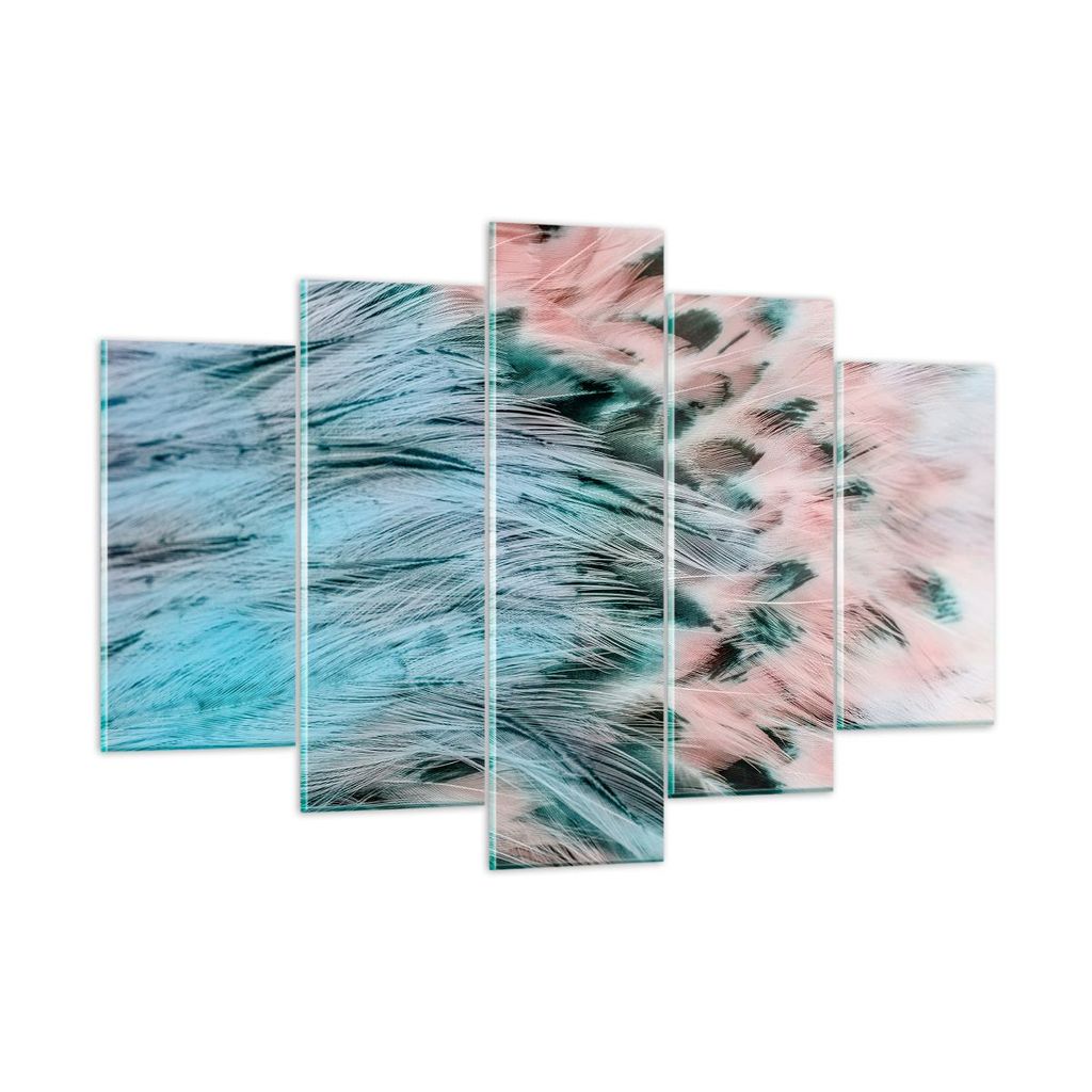 Bilder auf glas - Federn Federn Vogel - 150x100cm - Glasbilder - Wandbilder - Kunstdruck - zum Aufhängen bereit - Wanddekoration aus Glas - Glas B...