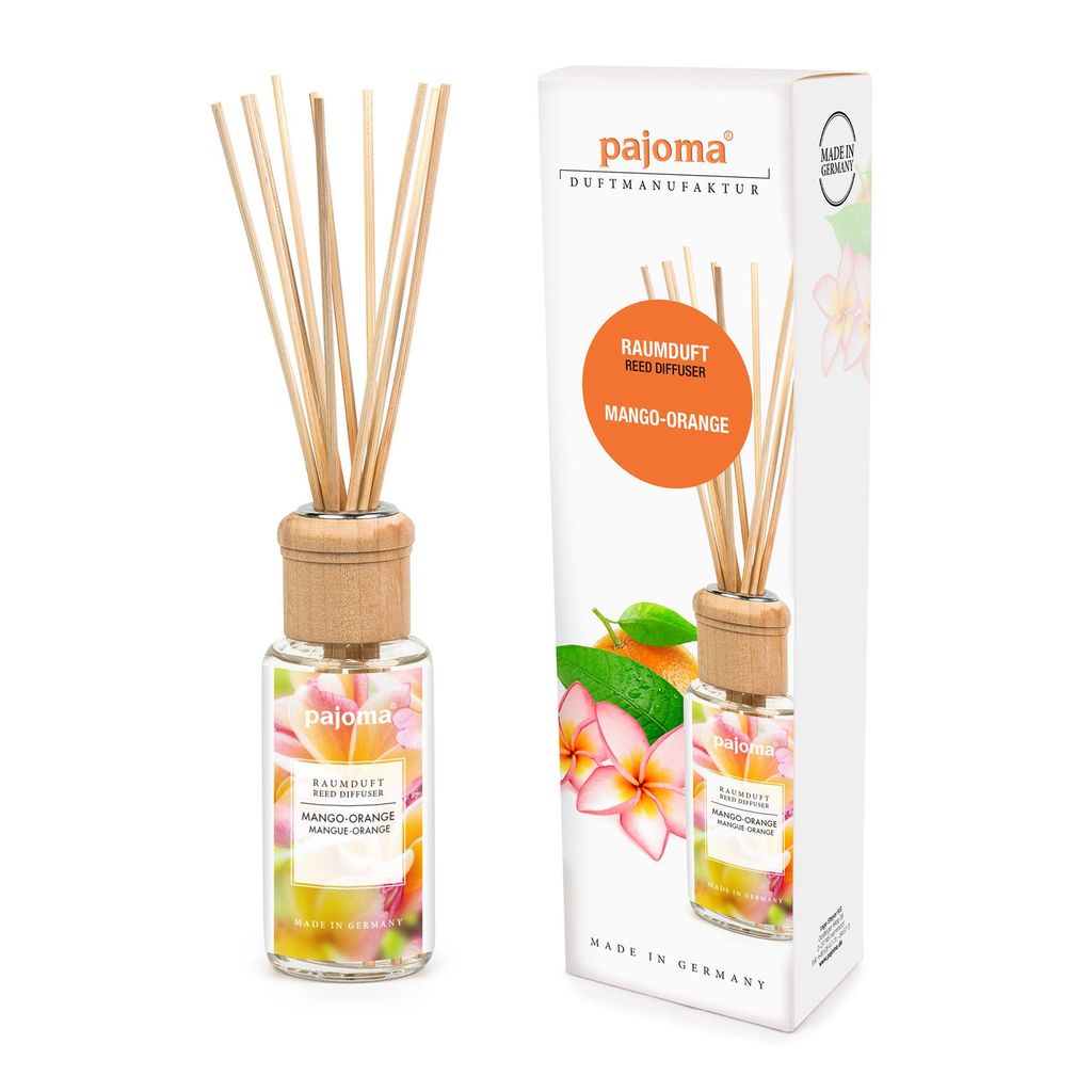 Pajoma Raumduft Mango Orange  100ml mit 10 Rattanstäbchen Produktbild 