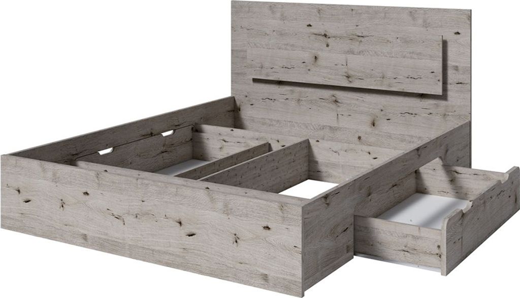 Bettgestell 160x200cm mit Beleuchtung, Eiche, TORTONA-166