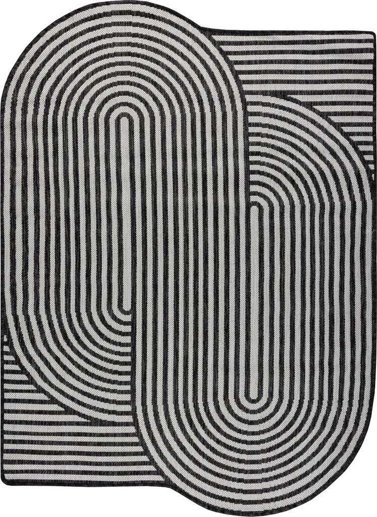 ORGANIC 2131 Sisalteppich Geometrisch Ecru / Schwarz – natürliche, moderne unregelmäßige Form Schwarz 200x290 cm