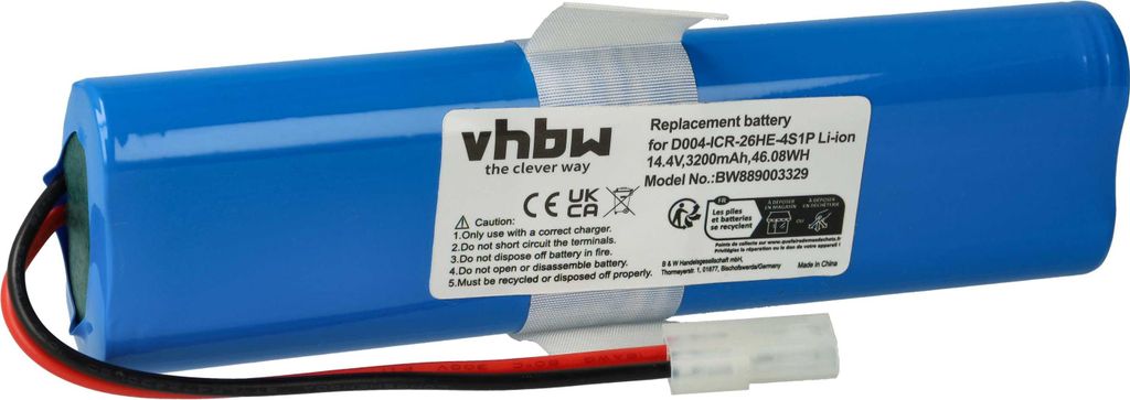 vhbw Akku kompatibel mit 360 S6 Saugroboter (3200 mAh, 14,4 Produktbild 