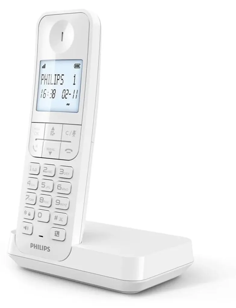 Téléphone Philips D2701W blanc avec son HQ-Sound et grand écran lisible