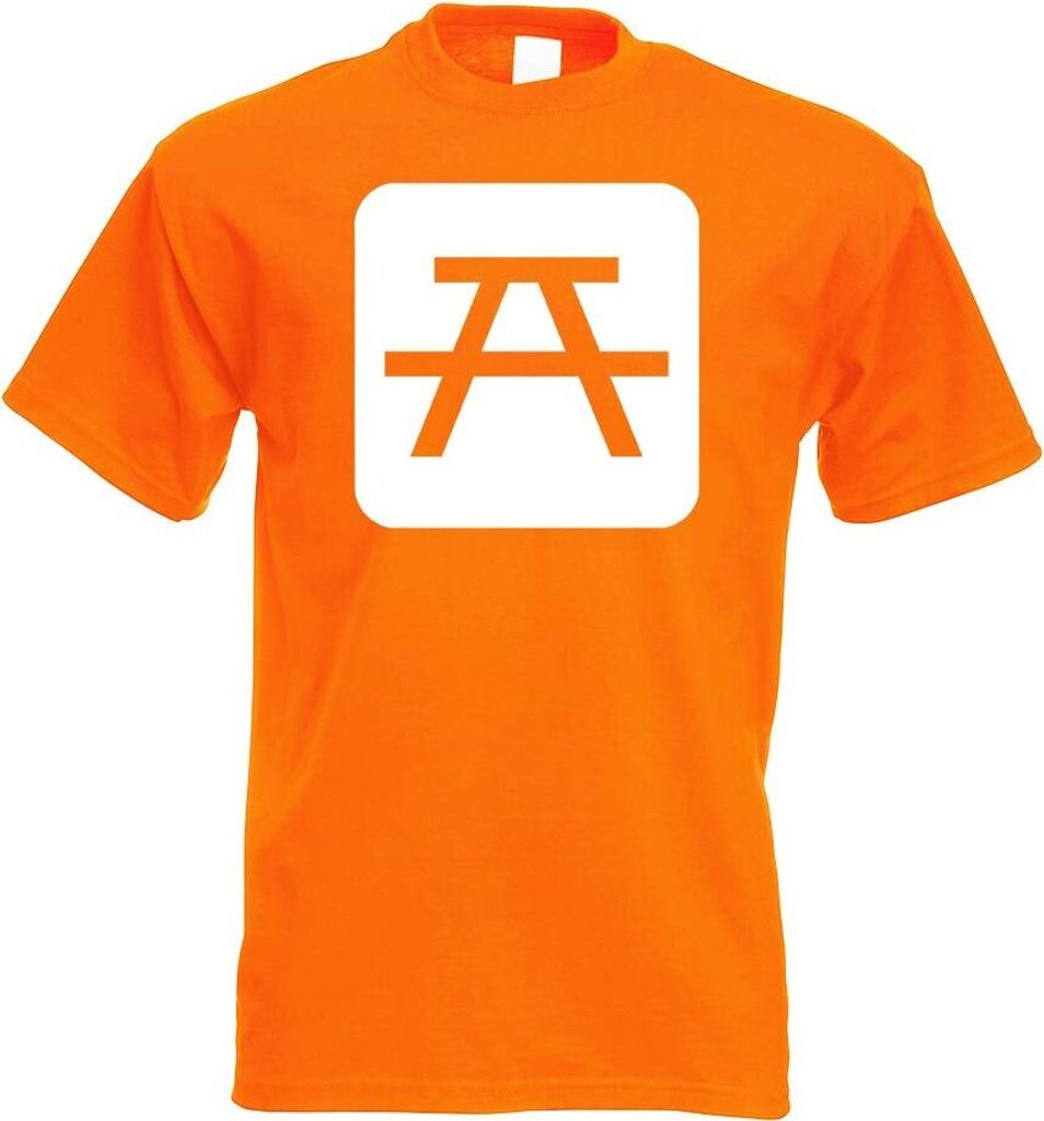 Kiwistar - T-Shirt - orange - Picknickplatz Pause Piktogramme Herren Funshirt Bedruckt Design Sprüche Spruch Motive - mit Motiv Bedruckt - Funshir...