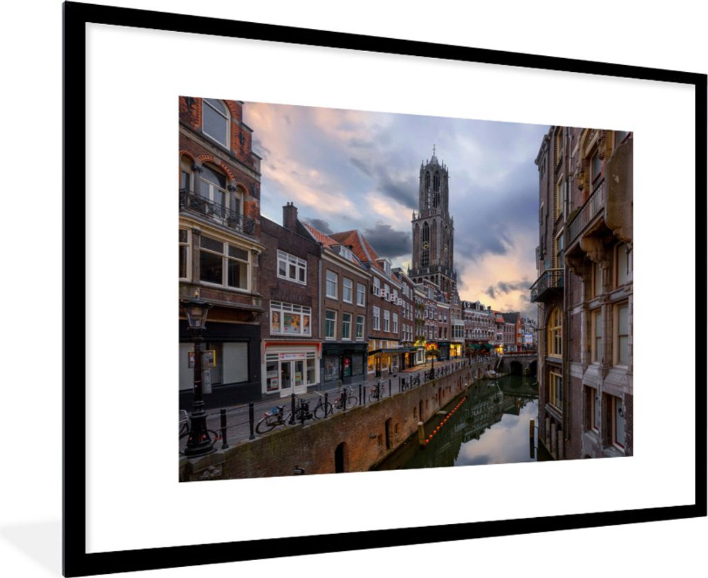 MuchoWow Gerahmtes Poster Wasser - Utrecht - Luft 90x60 cm - Poster mit Schwarzem Bilderrahmen Wandposter Rahmen Foto Bilder - Wanddekoration - F...