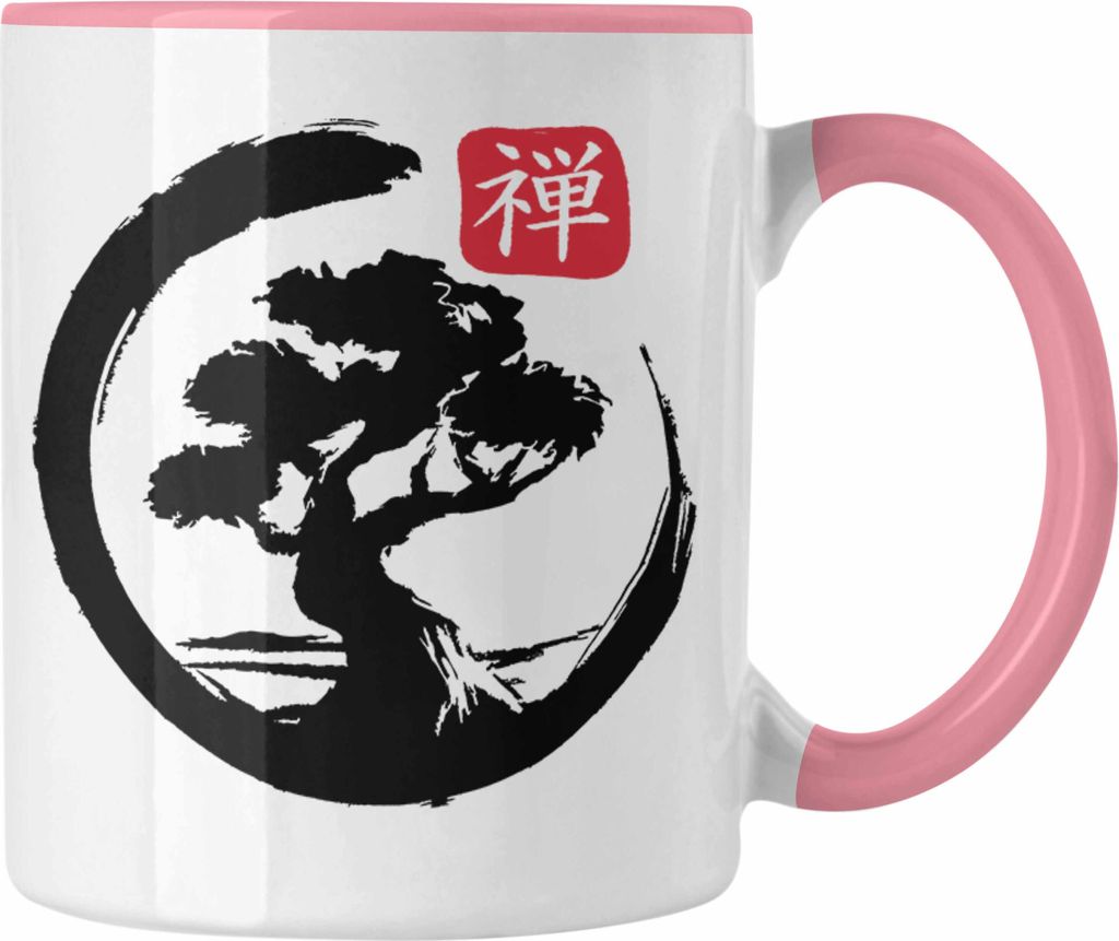 Trendation - Lustige Bonsai Tasse Geschenk für Bonsai-Liebhaber Silhoette (Rosa)