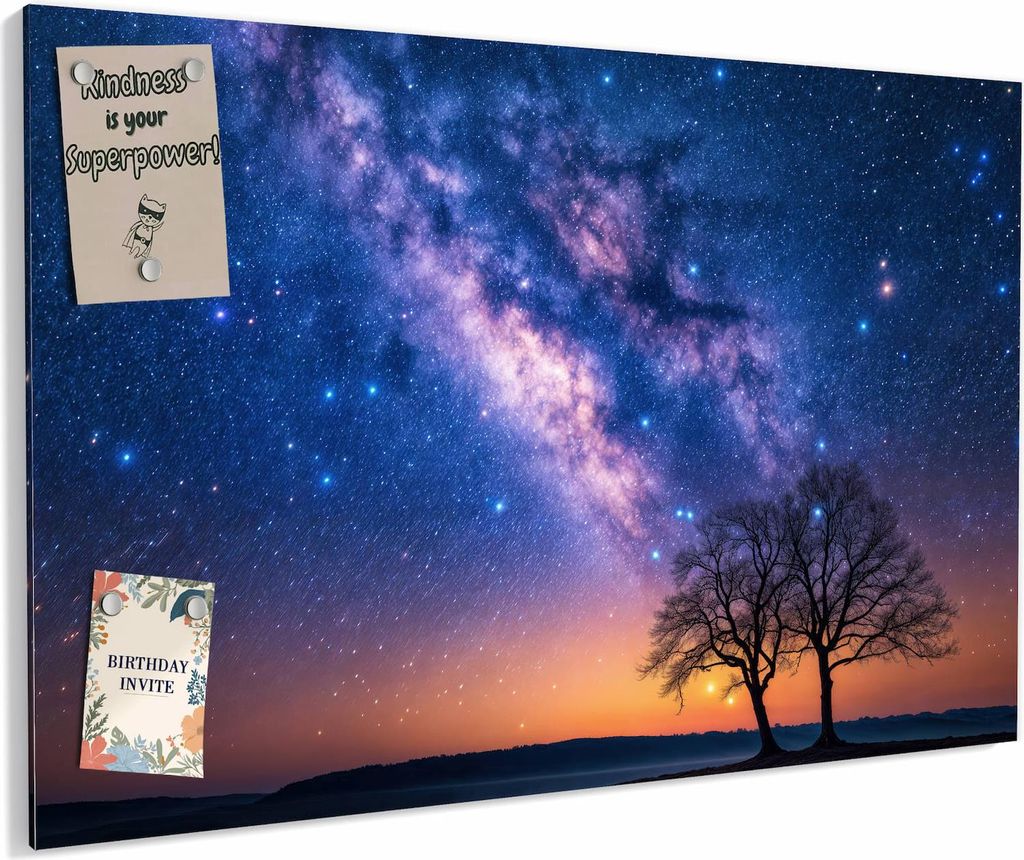 Magnettafel 60x40cm magnetisch & beschreibbar Metall-Board - Sternenhimmel Baum