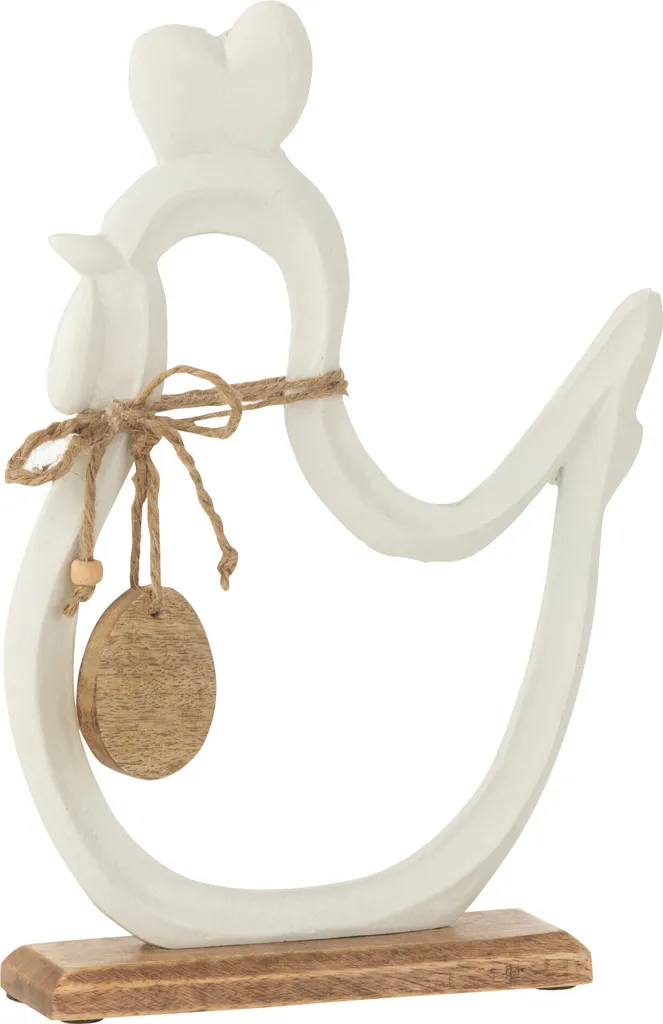 J-Line Collier Œuf de Poule en Aluminium Blanc - Taille L - Déco Chic