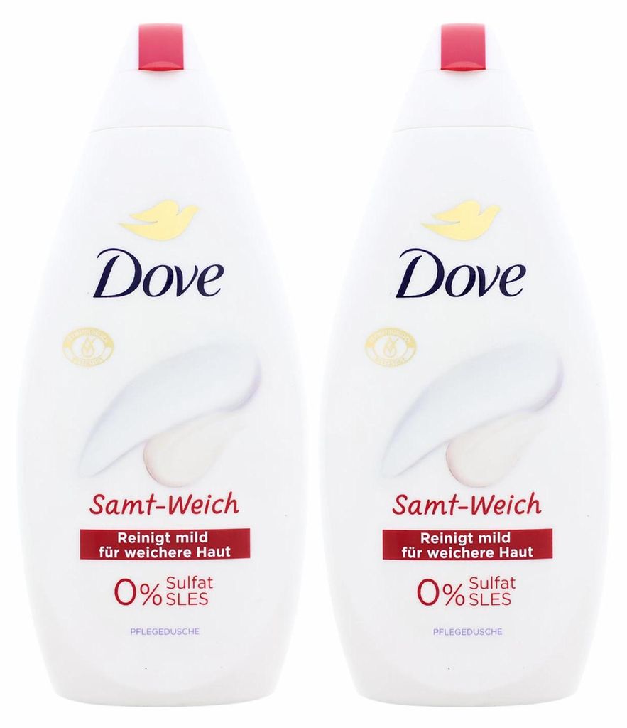 2x Dove Samt-Weich je 450ml Pflegedusche reinigt mild für weiche Haut