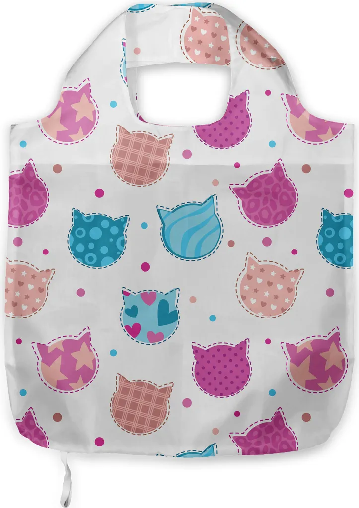 Shopper in Tessuto ABAKUHAUS Kitten Heads - Borsa Spesa Resistente Fucsia
