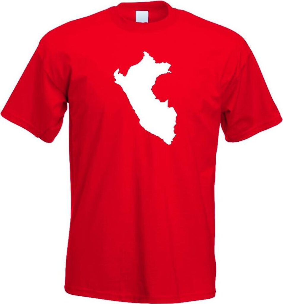 Kiwistar - T-Shirt - rot - Peru Umriss Kontur Herren Funshirt Bedruckt Design Sprüche Spruch Motive - mit Motiv Bedruckt - Funshirt Design - Sport...