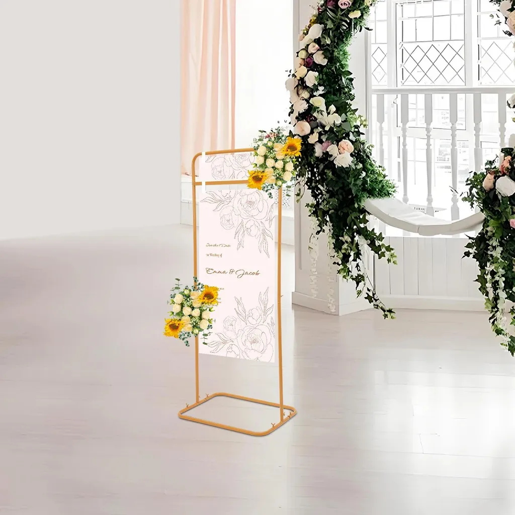 Porte-panneau mariage stable 150 cm or pour plan de table et menu - 5