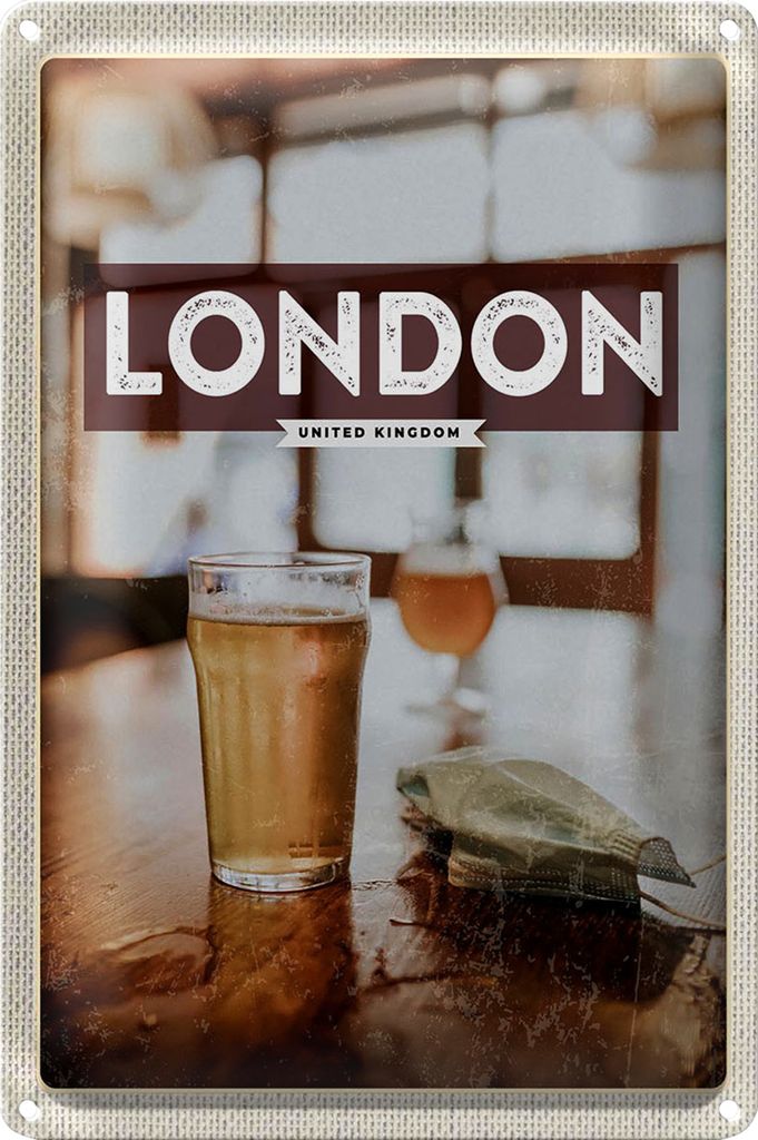 Blechschild Reise 18x12cm London UK Kingdom Corona