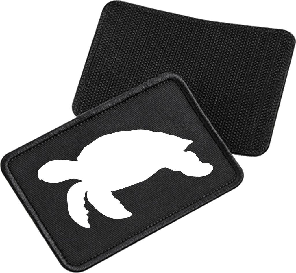 Huuraa Patch Schildkröte Silhouette Black 10 x 6,5cm Baumwolle Klettpatch für Mütze Geschenkidee