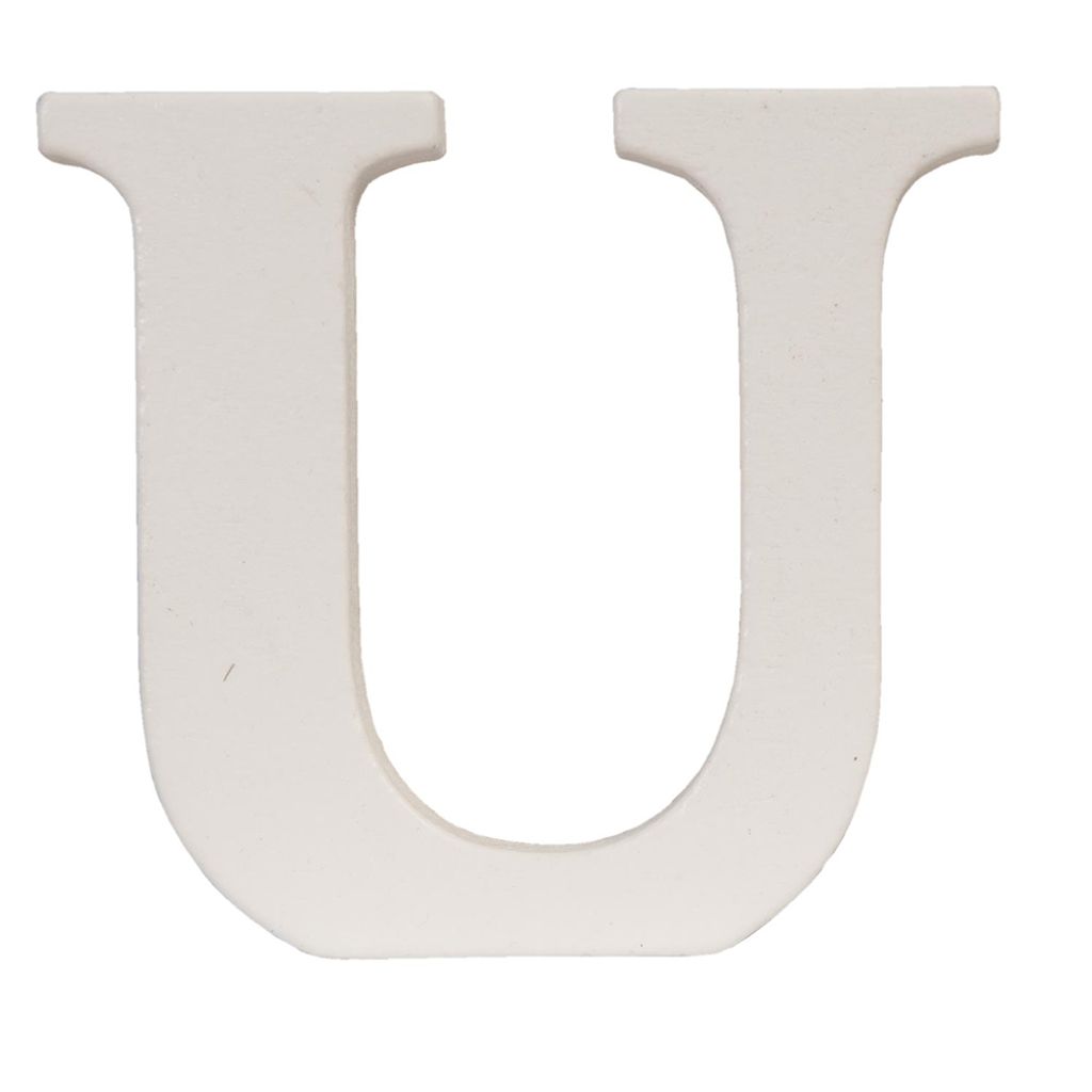 Clayre & Eef Buchstabe U 62861-U 9*8 cm - Natur MDF Deko Buchstabe