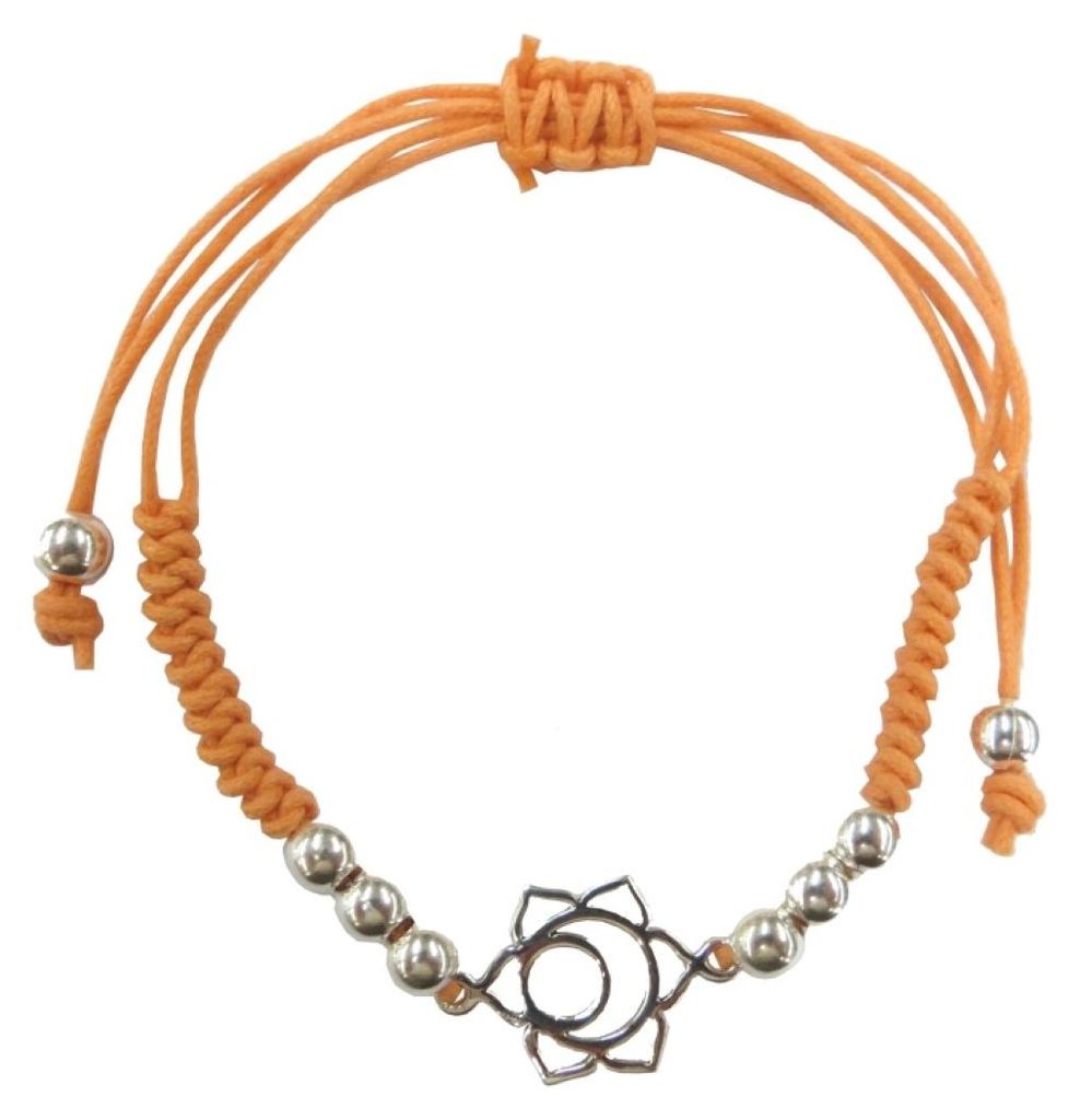 Armband "Svadistanam Chakra" orange 1,4cm Silber 925 mit verstellb. Baumwollband