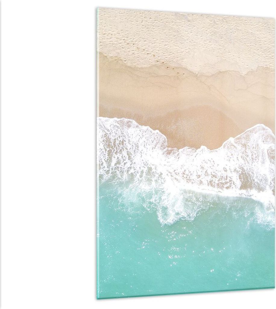Bilder auf glas - Einteilig - Meer Welle Sand - 80x120cm - Glasbilder - Wandbilder - Bilder - zum Aufhängen bereit - Wanddekoration aus Glas - Gla...