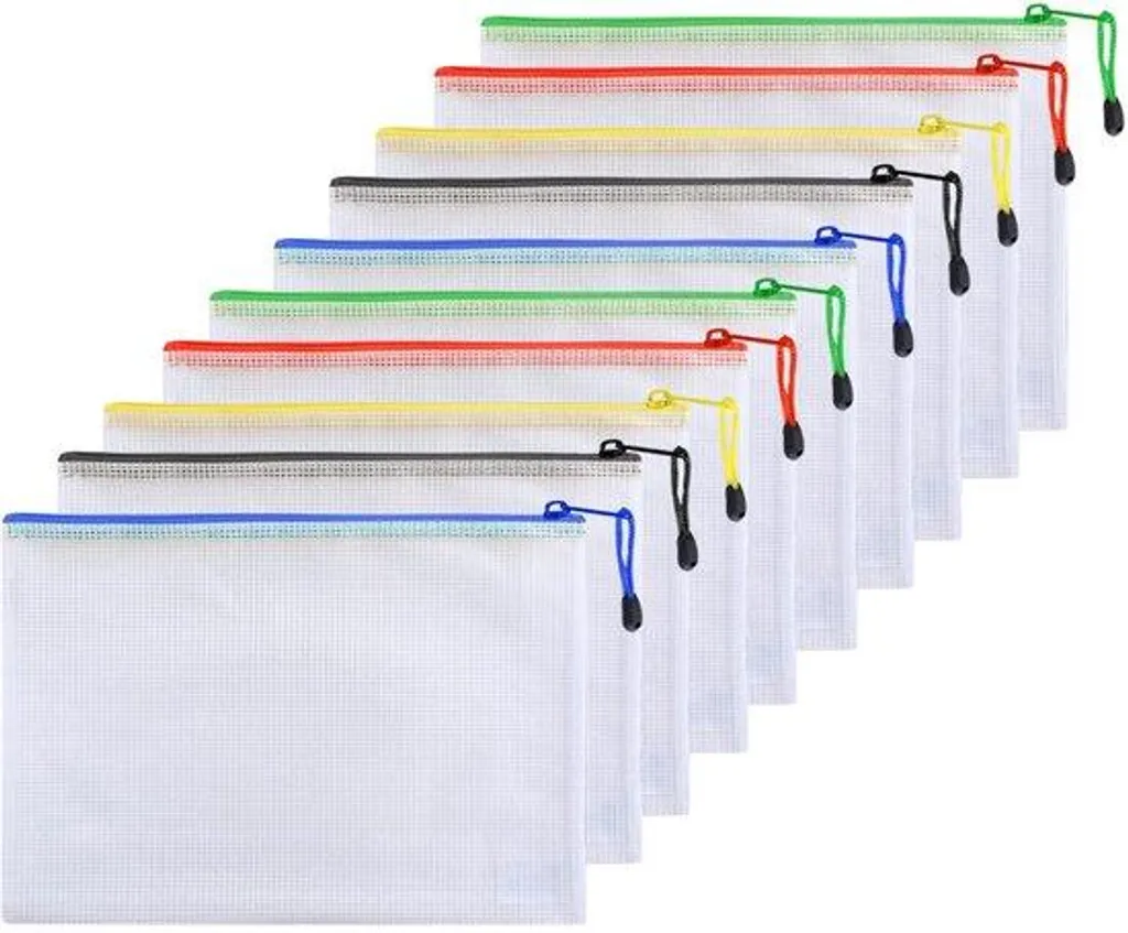 Pochette A4 zippée imperméable lot de 10 classeur plastique armé