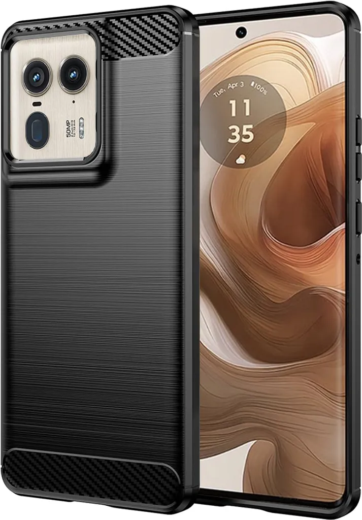 Custodia Carbon Shield TPU per Motorola Edge 50 Ultra - Nero KP36940