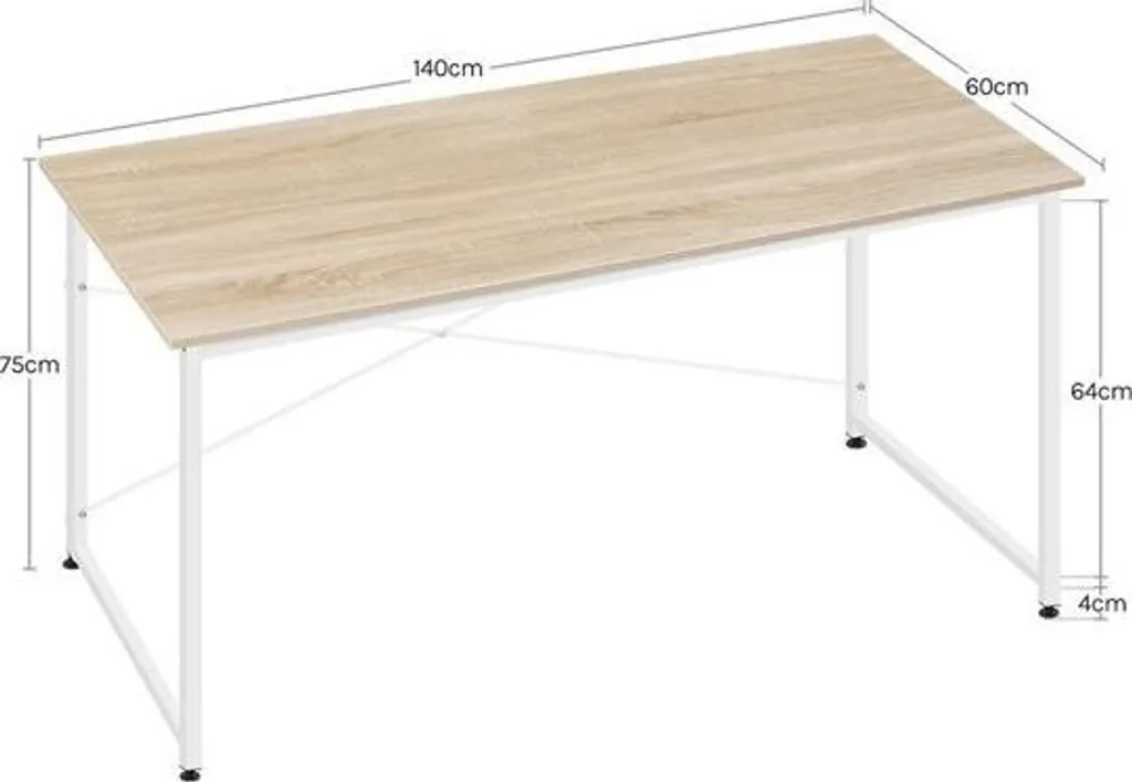 Grand bureau 140 x 60 cm - Poste de travail moderne chêne et métal - 3
