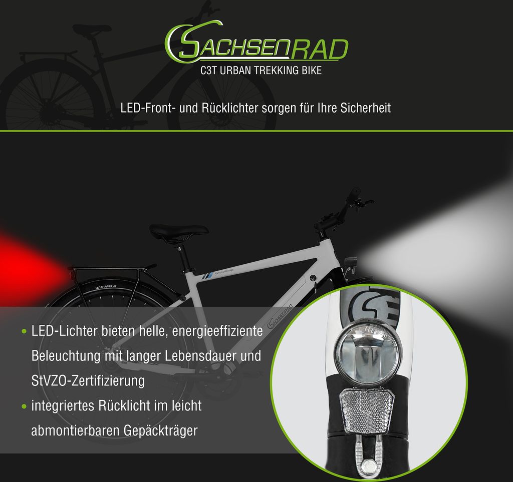 SachsenRAD E-Bike Allrounder Urban Trekking EBike C3T mit Produktbild 7