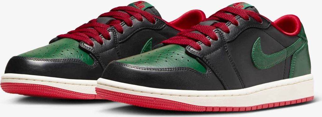 Nike Jordan 1 Low OG "Gorge Green Varsity Red" Grün/Rot/Schwarz, Größe: 44