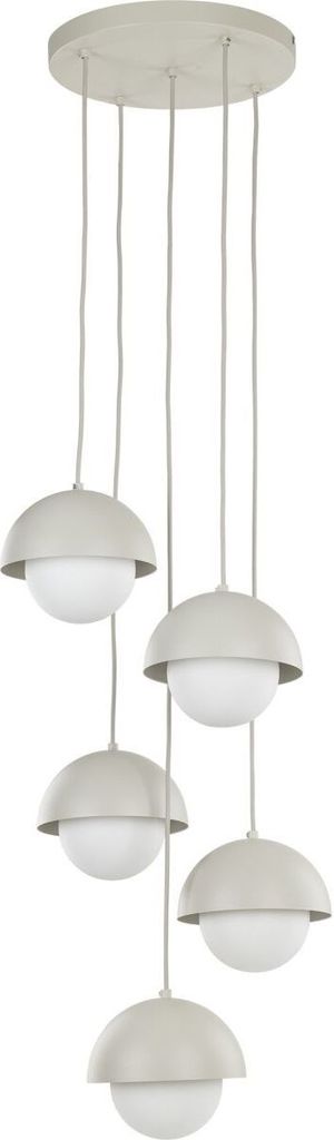 Pendelleuchte Metall Glas G9 B: 32 cm H: max. 140 cm Beige Weiß Kugelschirm Retro Design Hängelampe