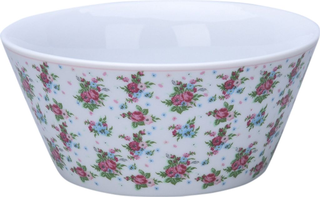 Krasilnikoff CB555 - Conic Bowl Romantic, Weiss mit Rosen - Schüssel, Schale