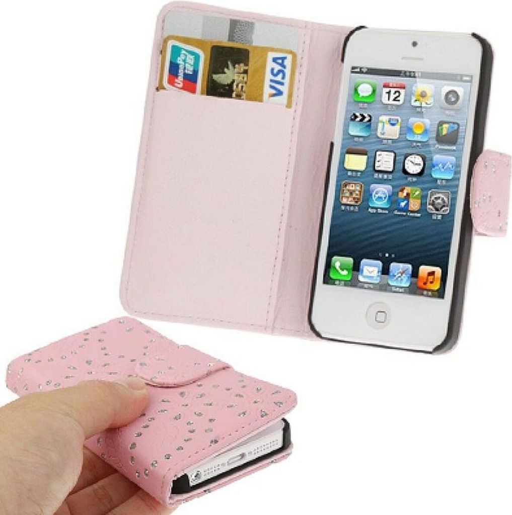 Schutzhülle (Flip Quer) für Case Handy Apple iPhone SE Rosa