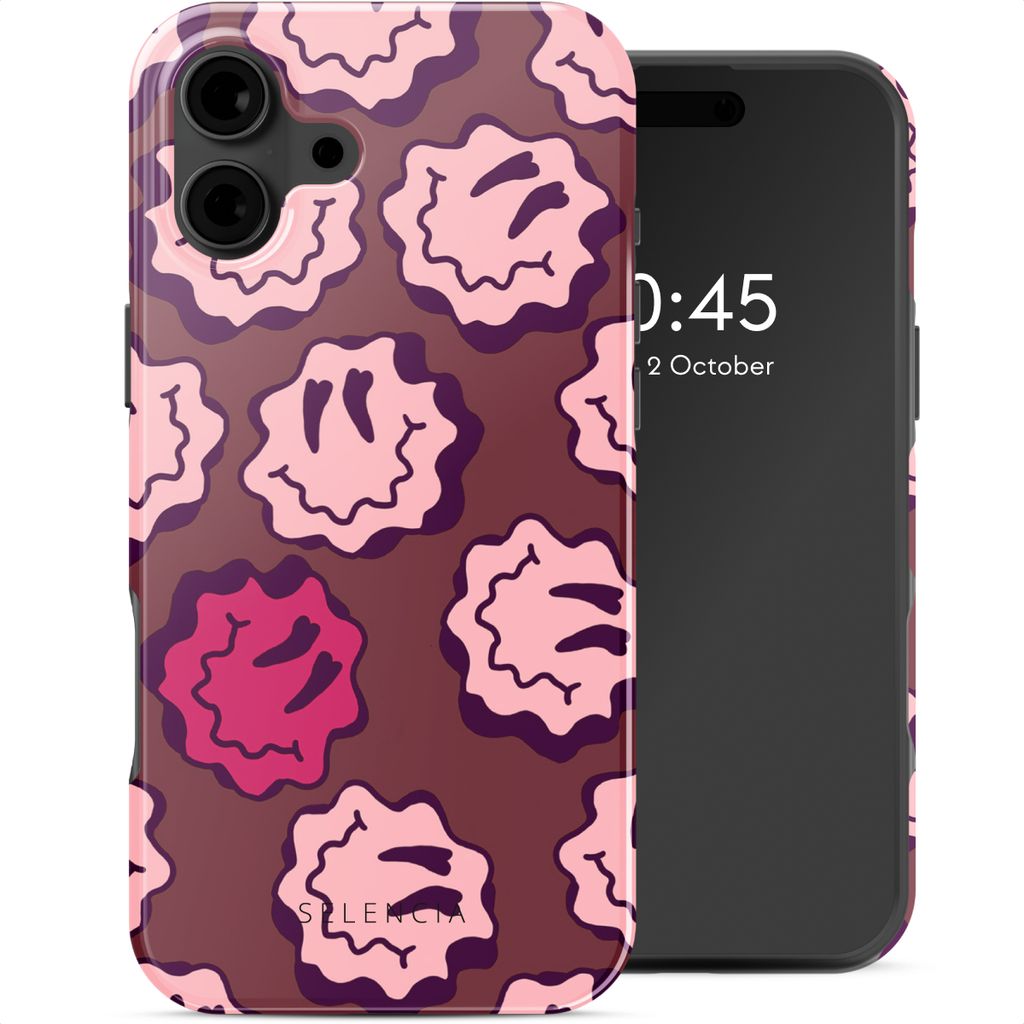 Selencia Vivid Rückabdeckung mit MagSafe iPhone 16 - Wavy Smiley Pink