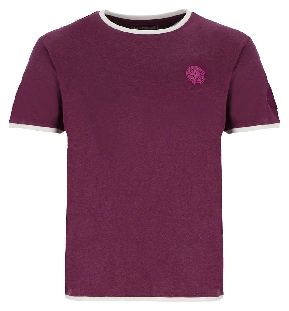 Wattlöper Herren T-Shirt mit maritimen Backprint und Stickerei "meer LEBEN" - Kurzarm-Shirt mit Rundhalsausschnitt in Purple Größe 4XL