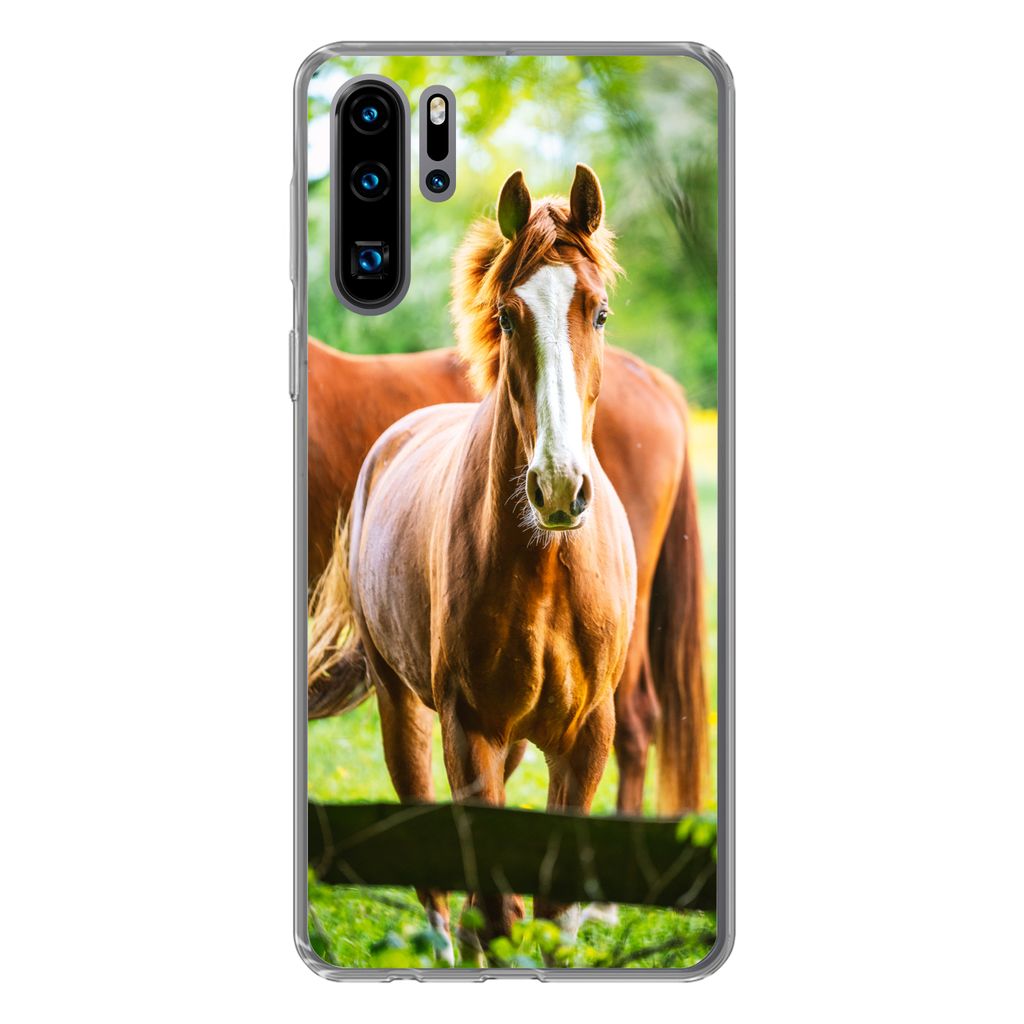 MuchoWow Handyhülle Schutzhülle Hülle für Huawei P30 Pro Pferde - Licht - Wiese Silikon Softcase Handy Hülle - Schutzdeckel