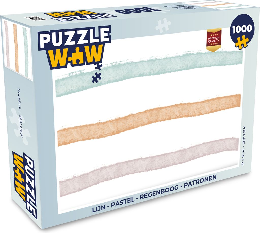 MuchoWow Puzzle 1000 Teile Linie - Pastell - Regenbogen - Muster - Erwachsene - Rätsel