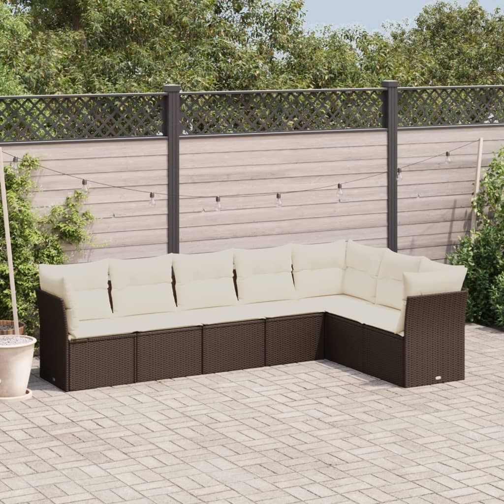 Maison Exclusive - 7-tlg. Garten-Sofagarnitur mit Kissen Braun Poly Rattan