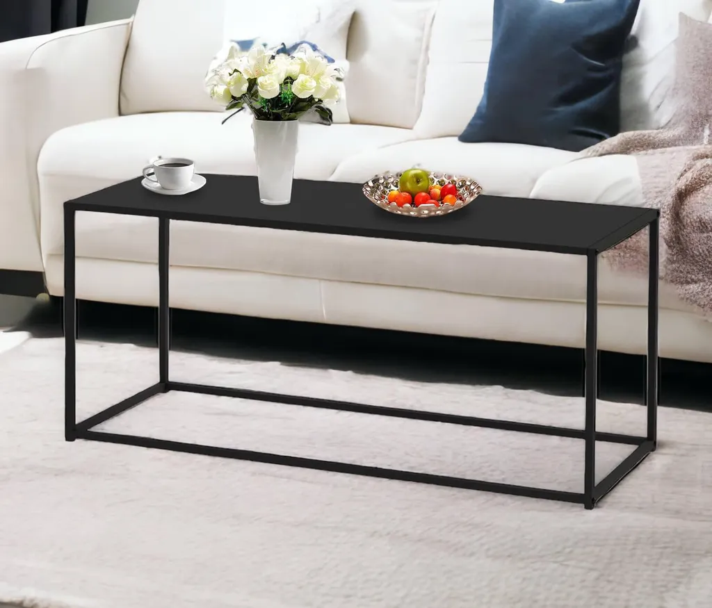 Table basse robuste en métal DanDiBo 110 cm Noir : Stable et Durable