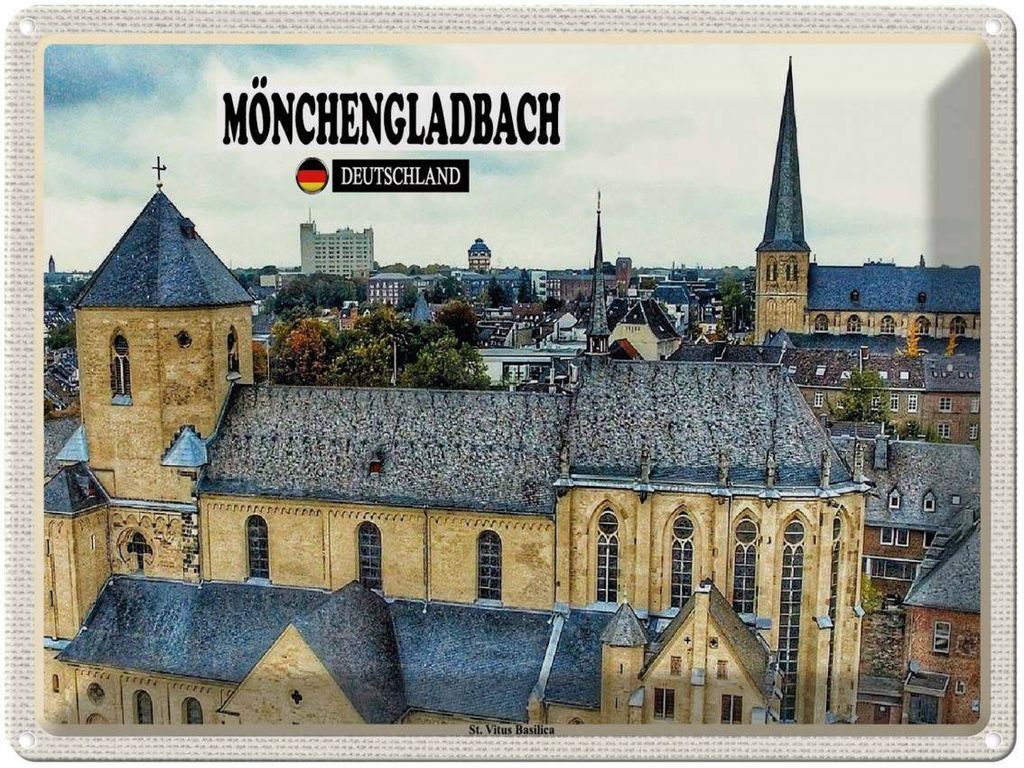 vianmo Blechschild 30x40 cm Mönchengladbach St. Vitus Basilika Bildmotiv Reisemotiv Abenteuer Reisen