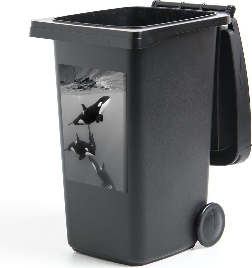 MuchoWow Mülltonnenaufkleber Orca - Wasser - Schwarz - Weiß 40x60 cm - Mültonnen-sticker - Sticker - Aufkleber für die Mülltonne