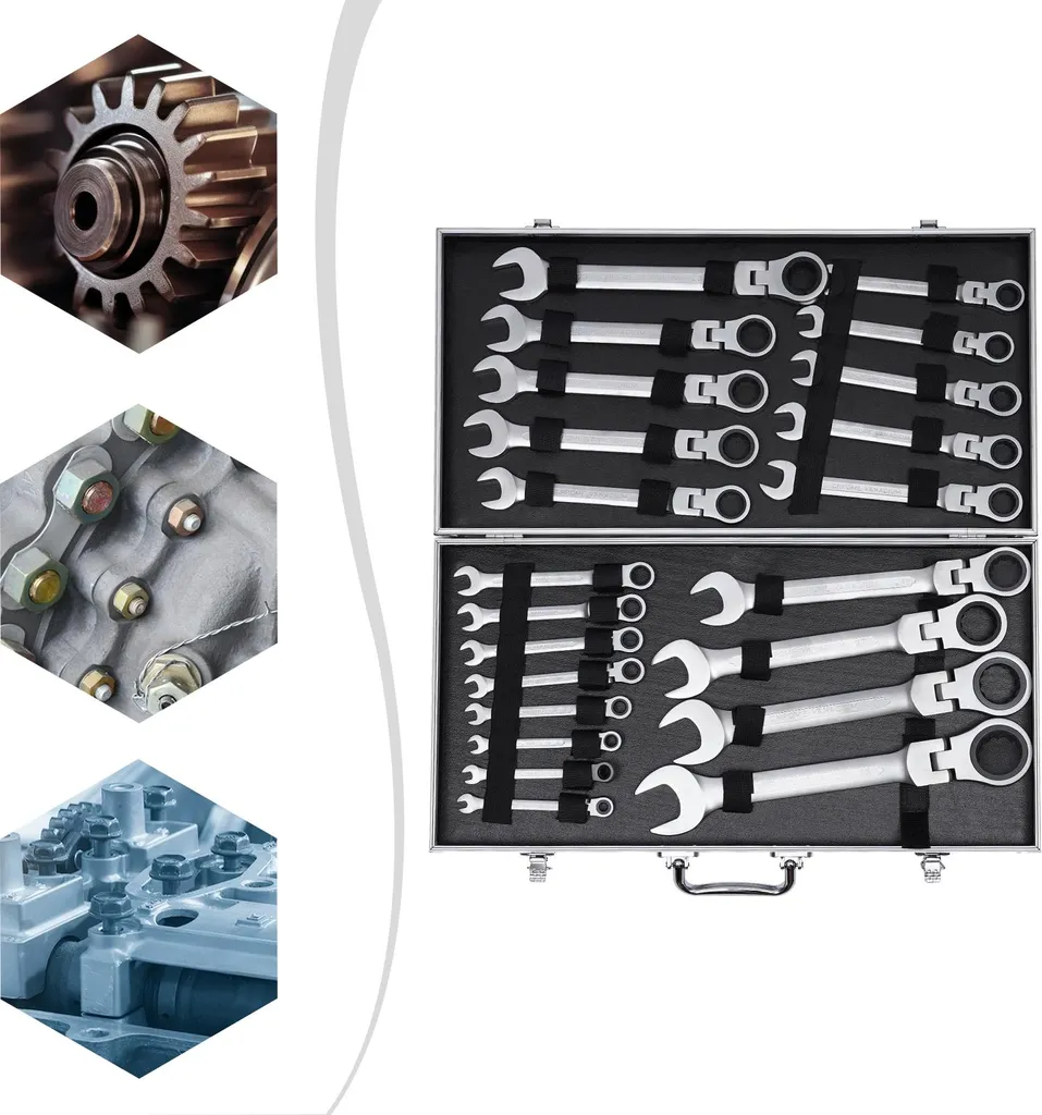 Clé à tête réglable 180° robuste et ergonomique - Pack de 22 pièces - 5