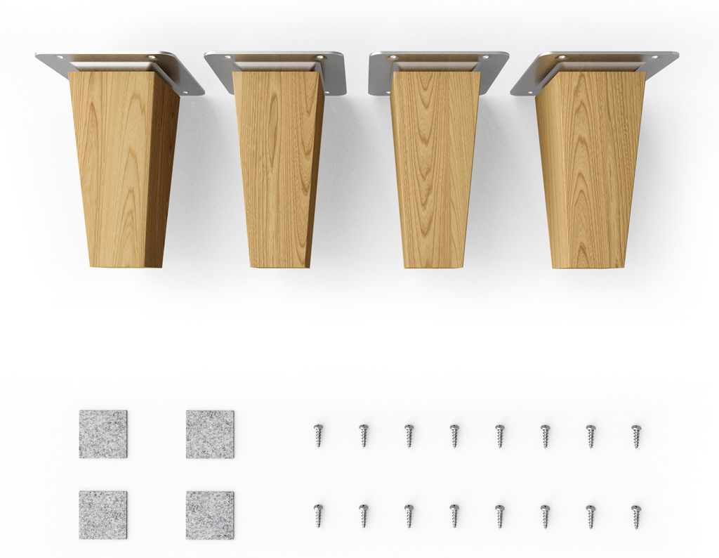 4x sossai Holzfüße eckig - gerade Ausführung 10cm Eiche Produktbild 