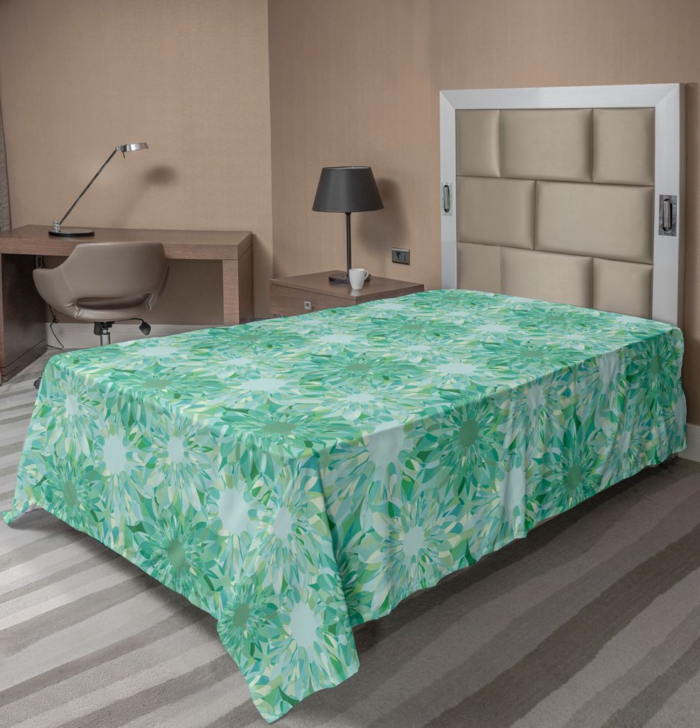 ABAKUHAUS Türkis Bettlaken, Blumenmuster Mit Beryl Kristall Guilloche Blumen, Die Kunst Element Bild Druck Schnitzen, weiches bequemes oberes Bett...