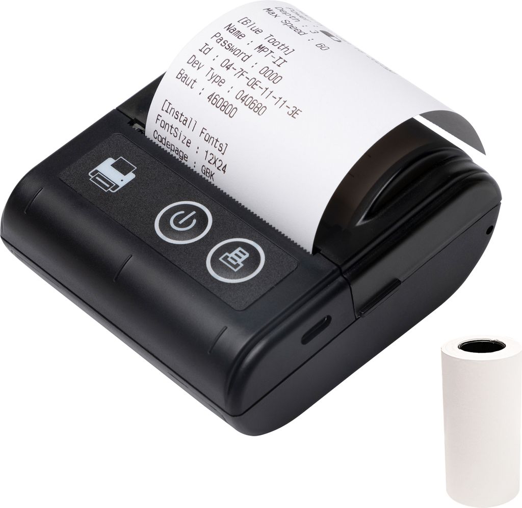 Tragbarer Mini-Thermo-Belegdrucker USB- und BT-Verbindung 2 Zoll 57 mm kabelloser Drucker mit hoher Geschwindigkeit und 1 Rolle Papier im Inneren K...