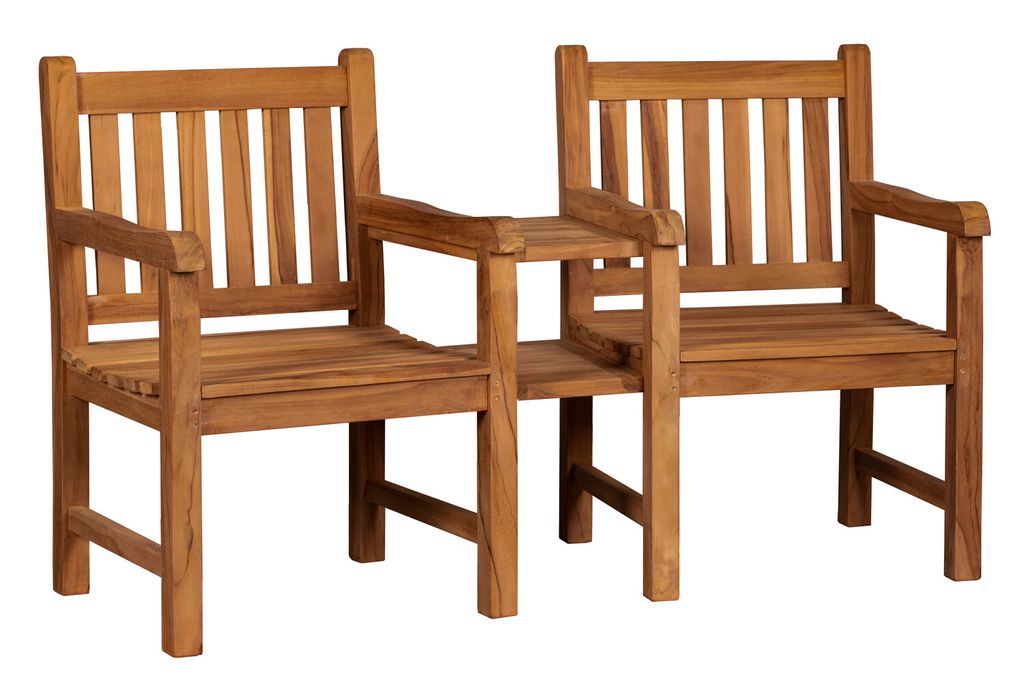 deVries "WOODIE" Gartenbank Flexi-Sitz aus Teakholz Holzbank Natur 160x57x94 cm