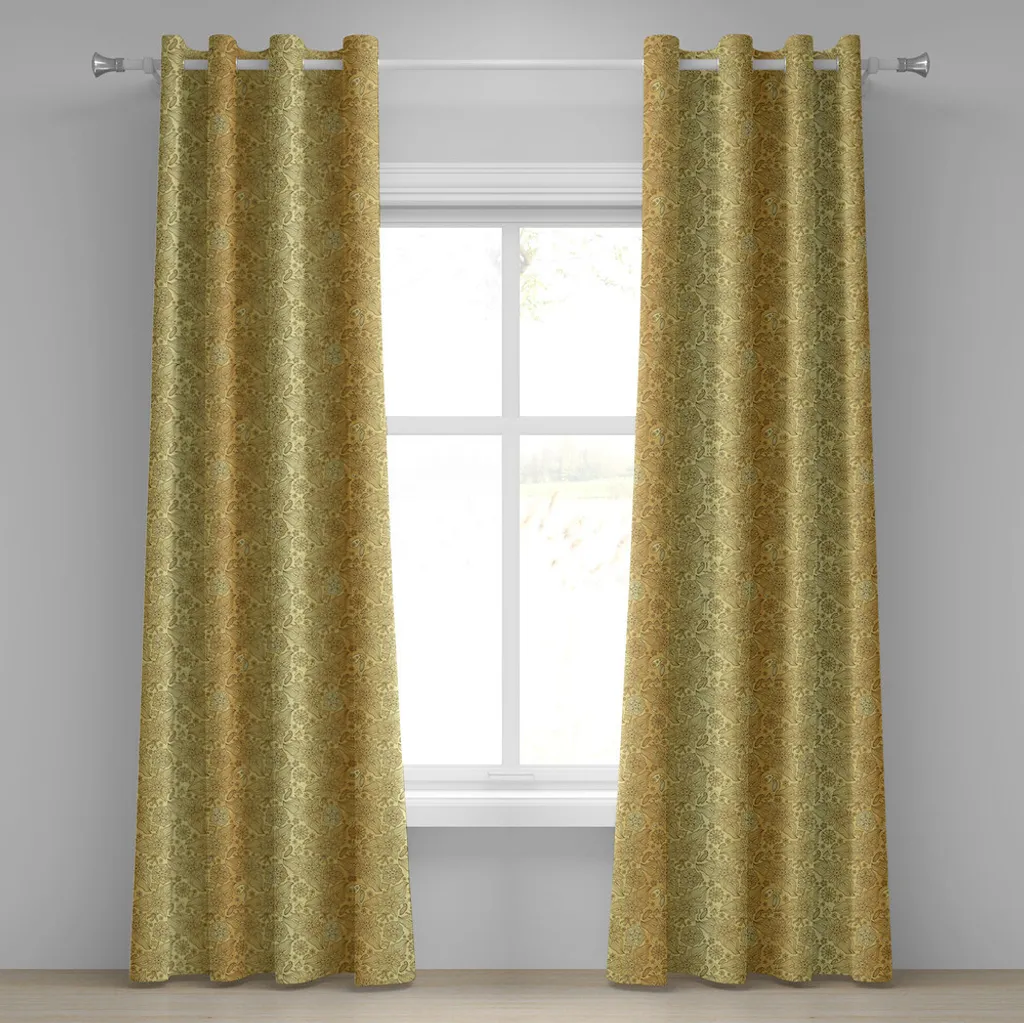 Grand Rideau Salon Jaune 280x225 cm Mandala pour Ambiance Zen