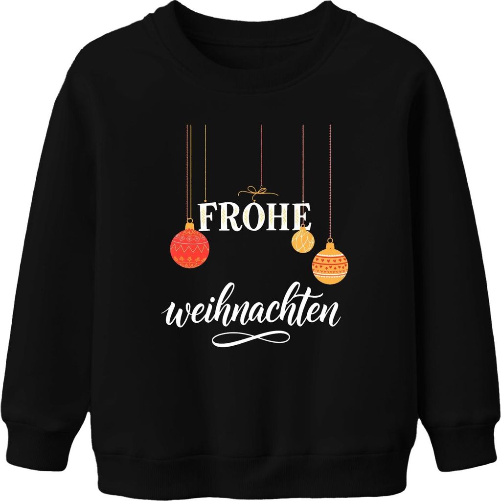 Frohe Weihnachten Weihnachtskugeln Christbaumkugeln Festlich Uni Kinder Sweatshirt Pullover, Schwarz, 104