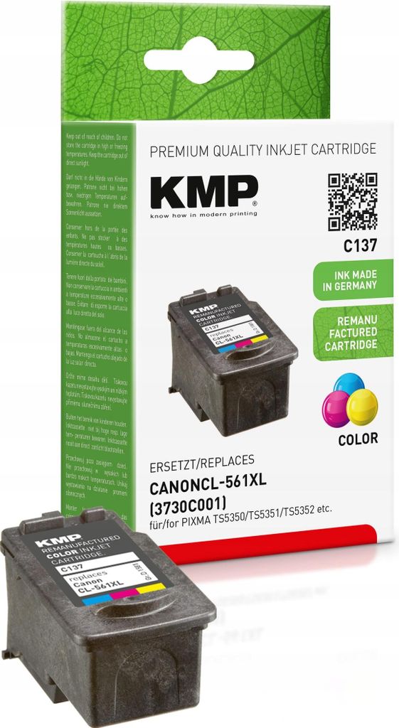 KMP C137 Tintenpatrone color kompatibel mit Canon CL-561 XL Produktbild 