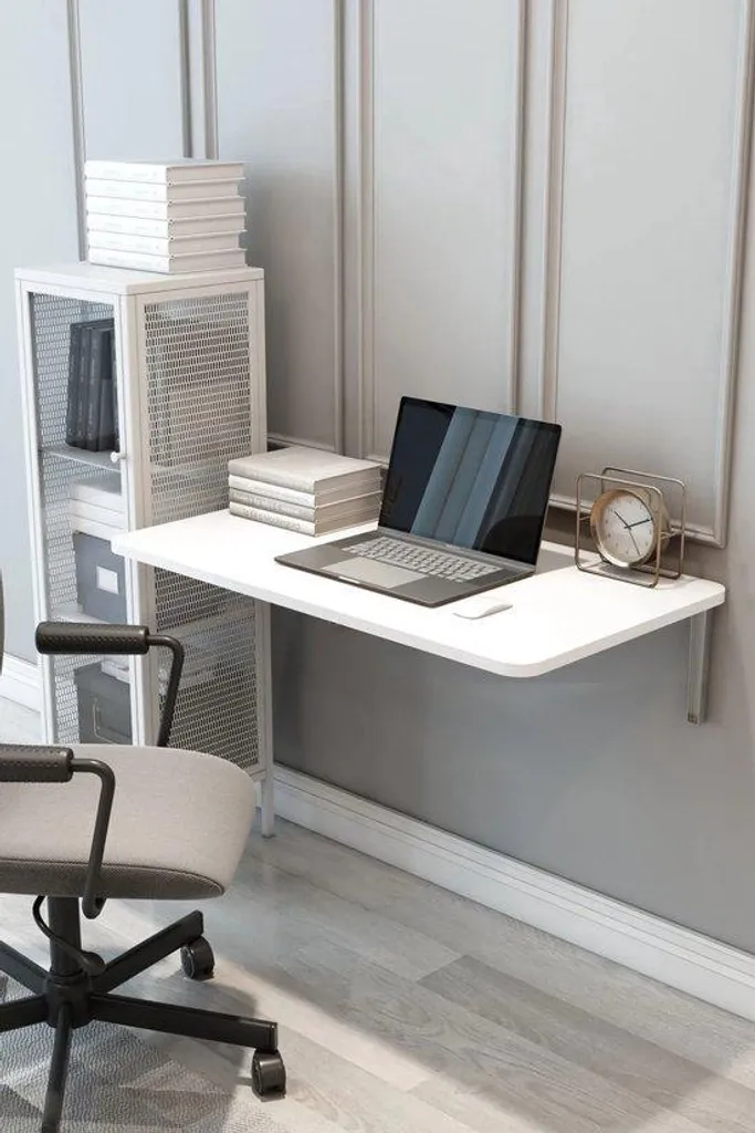 Table pliante murale gain de place ovale 72x45 cm blanche style moderne