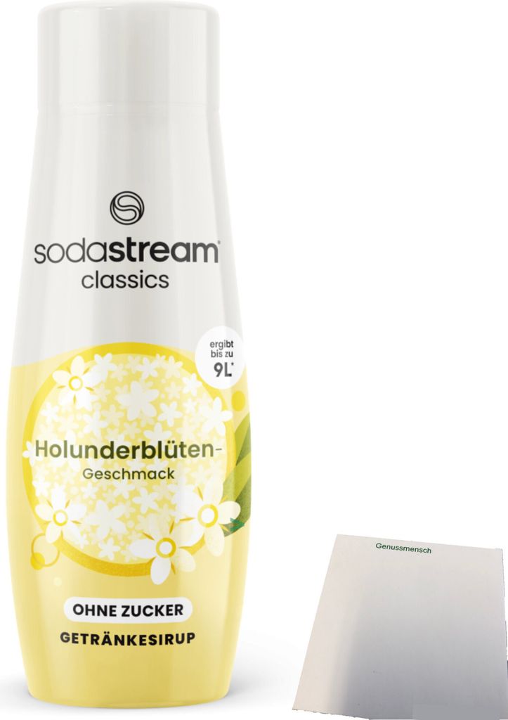 SodaStream Sirup Holunderblüte Geschmack ohne Zucker (440ml Flasche) + usy Block