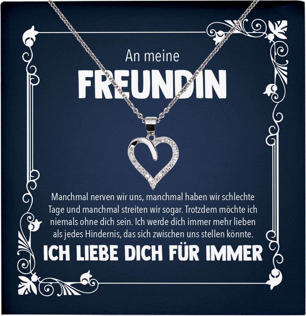 22Feels Echt Silber Halskette - Jahrestag Geschenk Frauen Schmuck Set Freundin Valentinstag Geburtstag Weihnachten - Herz Anhänger, Karte